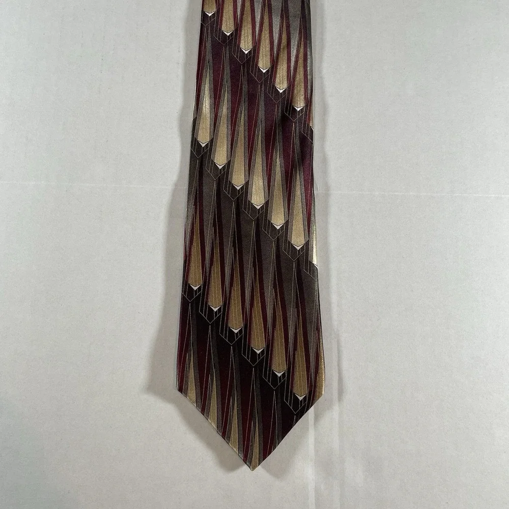 Murano Italy Silk Designer Tie Geometric Formal Pattern Made in‎ USA